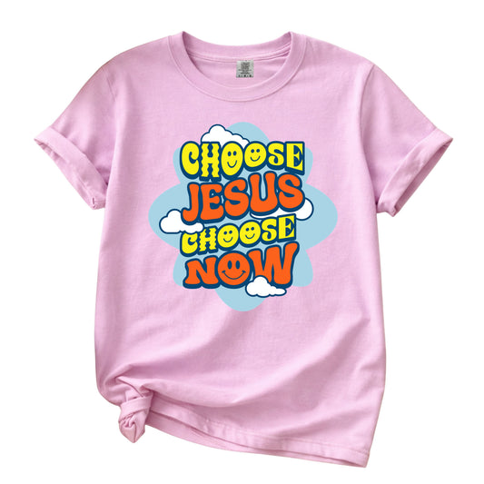 Choose Jesus Choose Now T-Shirt | Retro Cloud Faith Typography