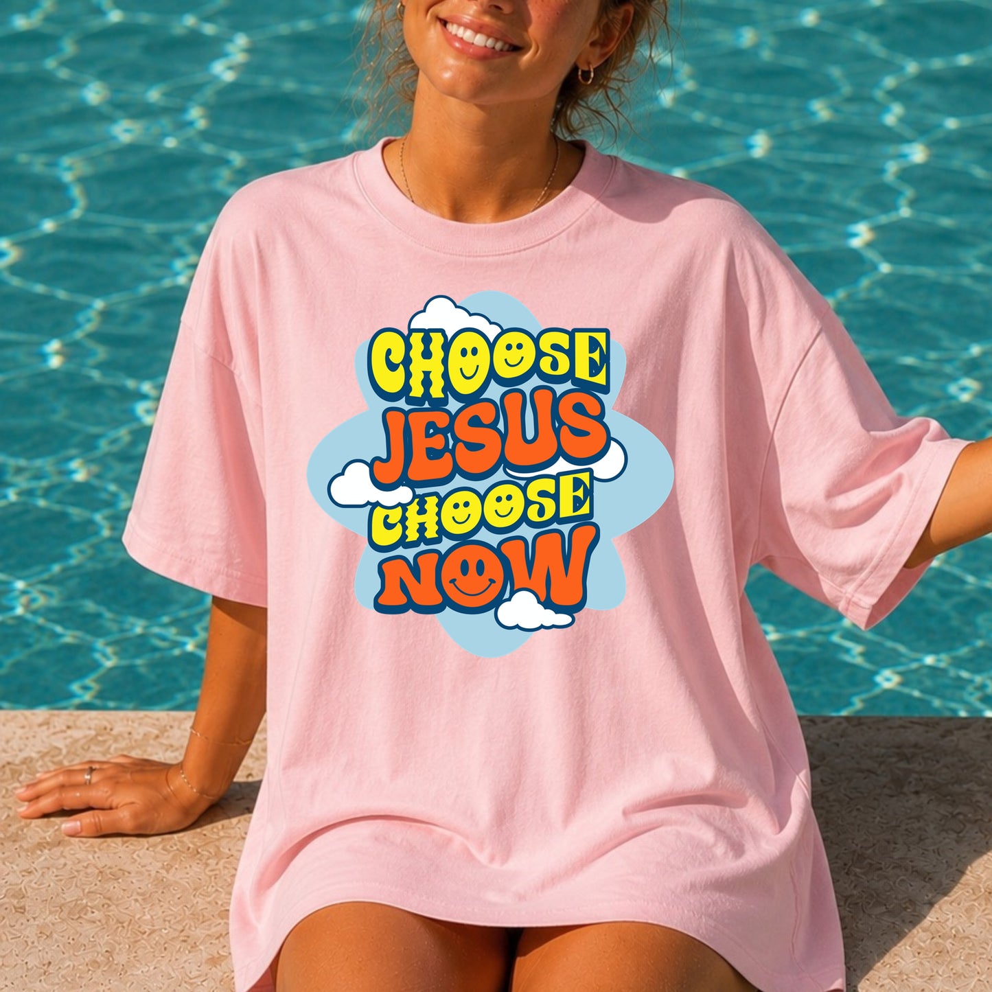 Choose Jesus Choose Now T-Shirt | Retro Cloud Faith Typography