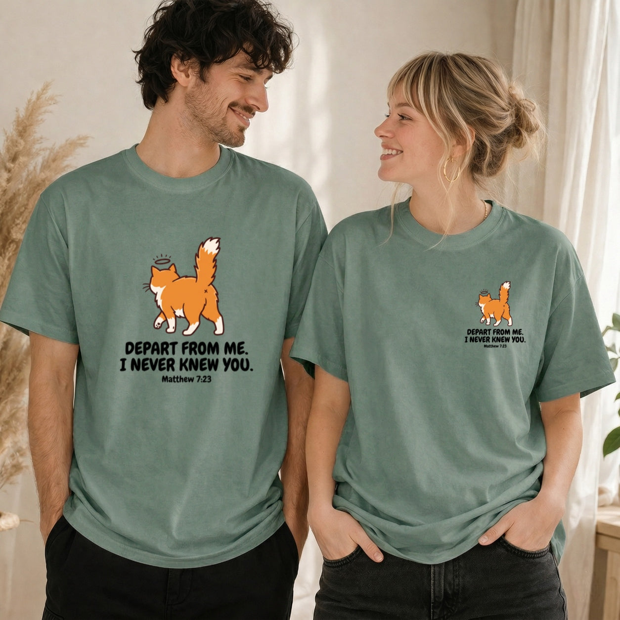 Cat Matthew 7:23 Shirt, Funny Christian Religious Humor Tee