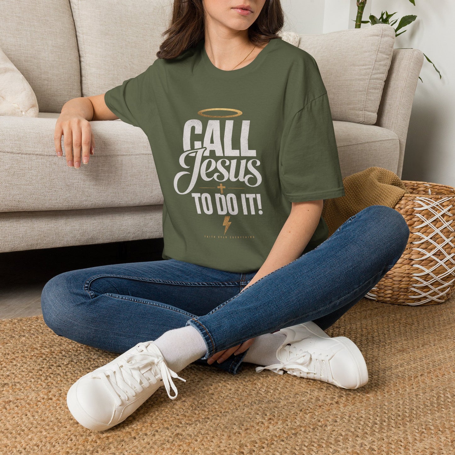 Christian Faith T-Shirt | "Call Jesus" Halo Vintage Graphic Tee | Unisex Gift