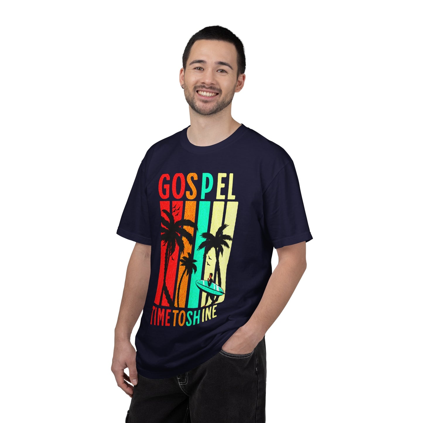 Gospel Surf T-Shirt — "Time to Shine" Palm Tree Christian Beach Tee