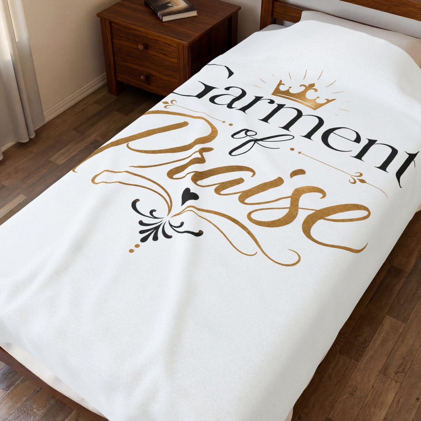 Garment of Praise Plush Blanket – Faith-Inspired Velveteen Throw | Christian Gift for Church, Prayer & Worship
