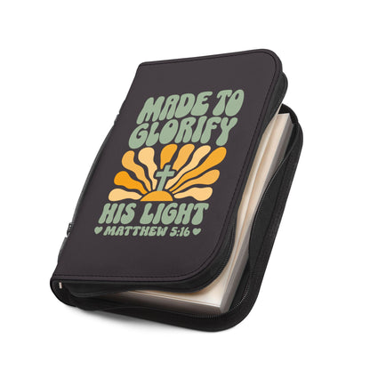 Bible Cover - "Made to Glorify His Light" Zippered Bible Case (Matthew 5:16) — Christian Gift for Women & Men