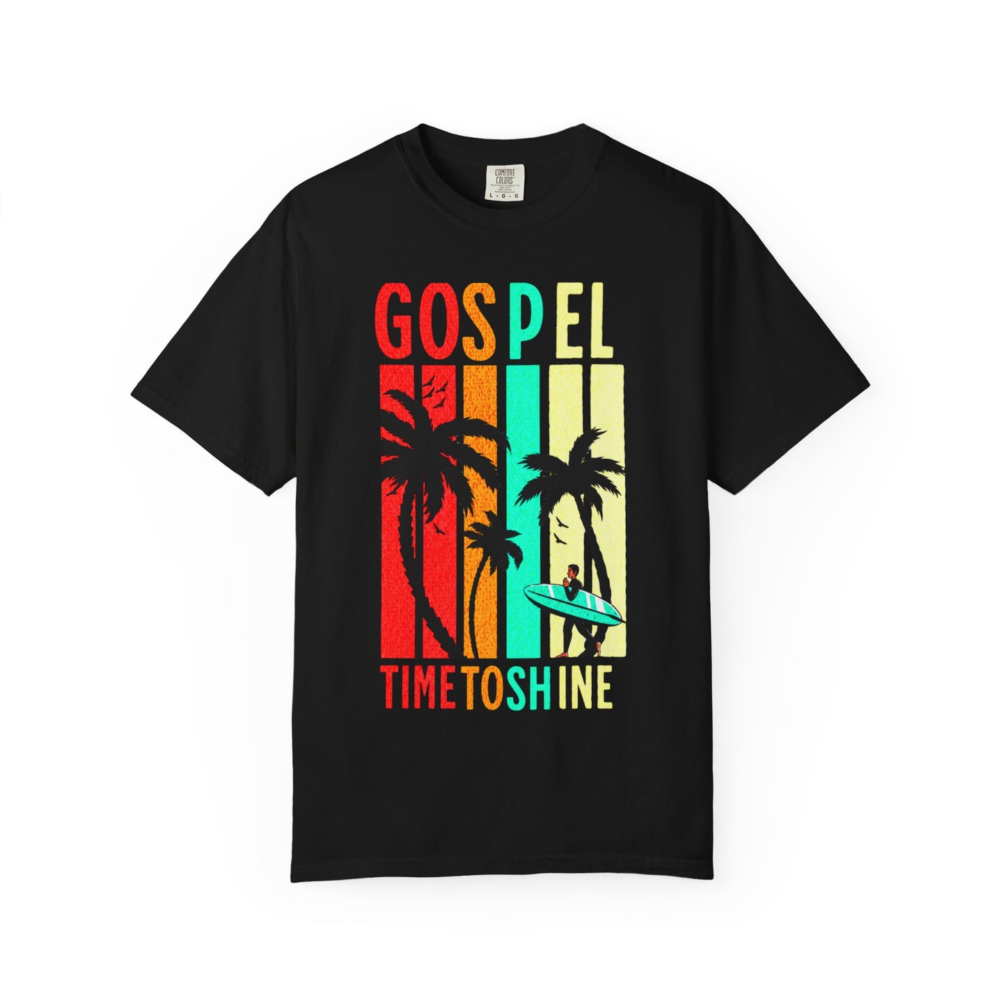 Gospel Surf T-Shirt — "Time to Shine" Palm Tree Christian Beach Tee