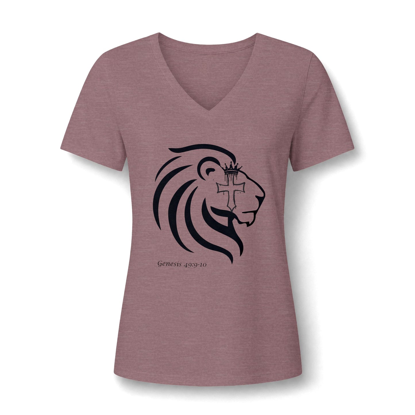 Lion of Judah Cross Shirt, Christian Faith Tee for Women, Religious V-Neck T-Shirt, Bold Lion Graphic Tee, Bible-Inspired Gift