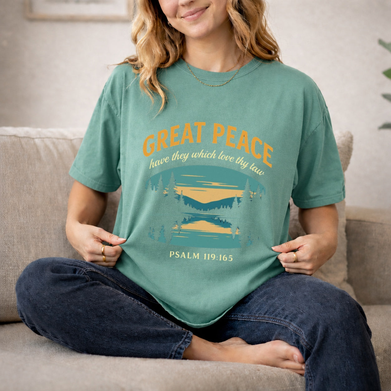 Great Peace Vintage Lake Tee | Nature Graphic T-Shirt | Camping & Outdoor Unisex Shirt