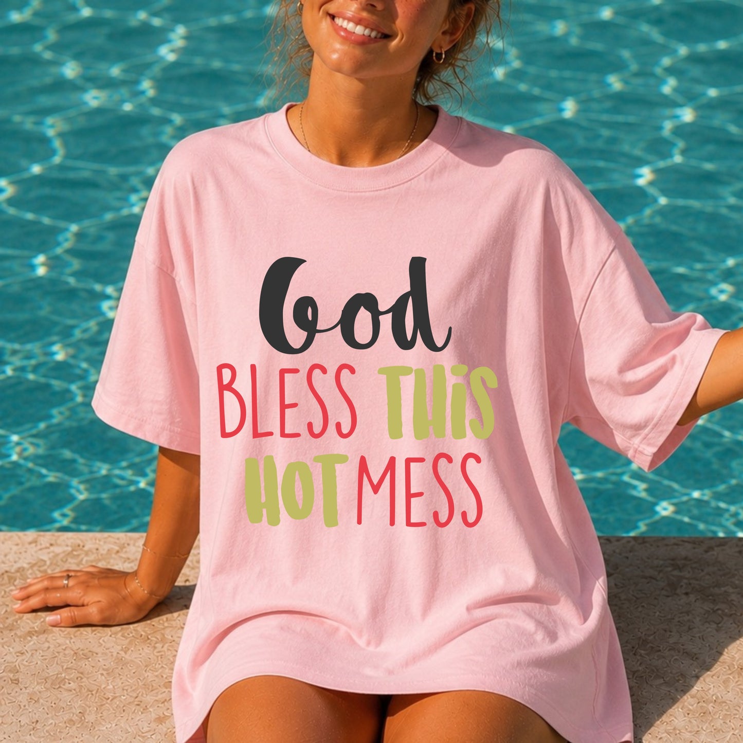 God Bless This Hot Mess T-Shirt | Funny Faith Tee | Garment-Dyed Comfort Colors | Gift for Mom