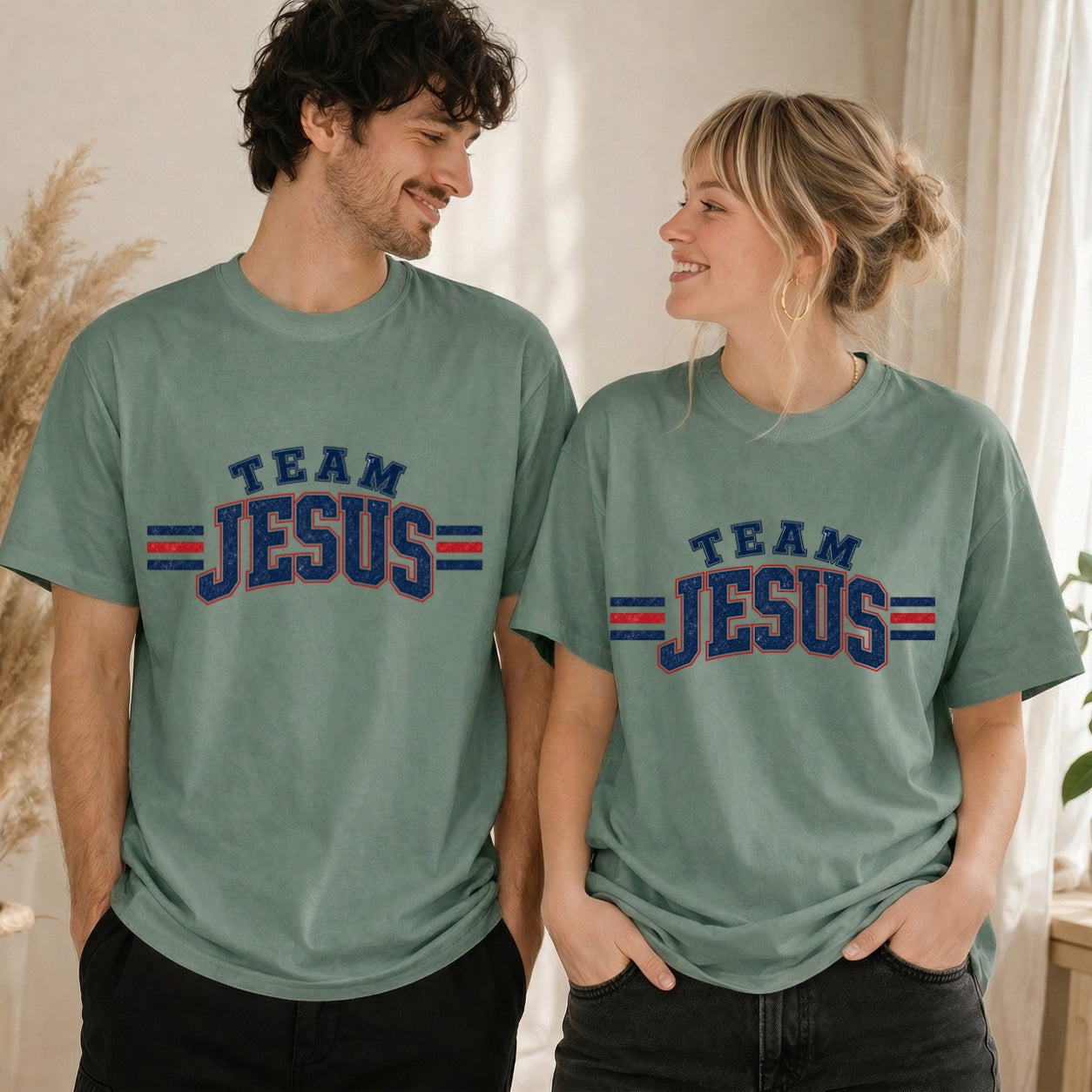 Team Jesus Varsity T-Shirt, Christian Faith Baseball Style Tee
