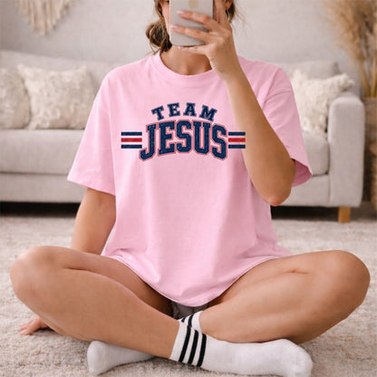 Team Jesus Varsity T-Shirt, Christian Faith Baseball Style Tee