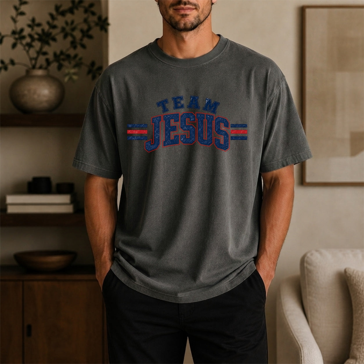 Team Jesus Varsity T-Shirt, Christian Faith Baseball Style Tee