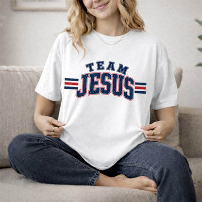 Team Jesus Varsity T-Shirt, Christian Faith Baseball Style Tee