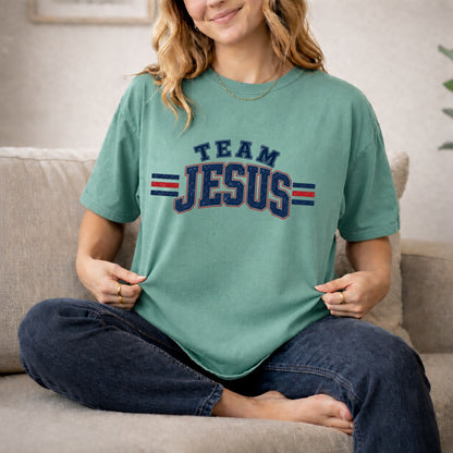 Team Jesus Varsity T-Shirt, Christian Faith Baseball Style Tee