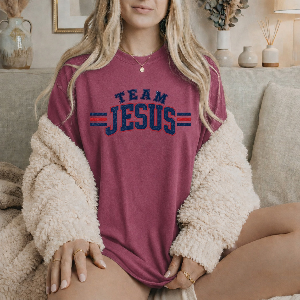 Team Jesus Varsity T-Shirt, Christian Faith Baseball Style Tee