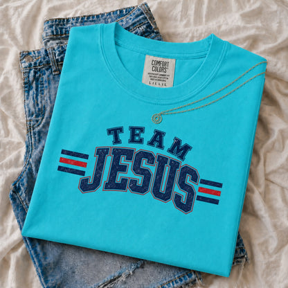 Team Jesus Varsity T-Shirt, Christian Faith Baseball Style Tee