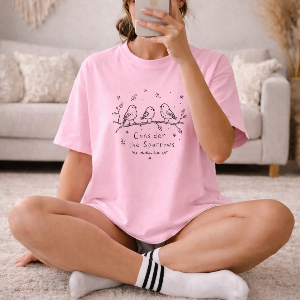Consider the Sparrows Shirt, Matthew 6:26 Scripture Tee, Comfort Colors Bird Faith Shirt