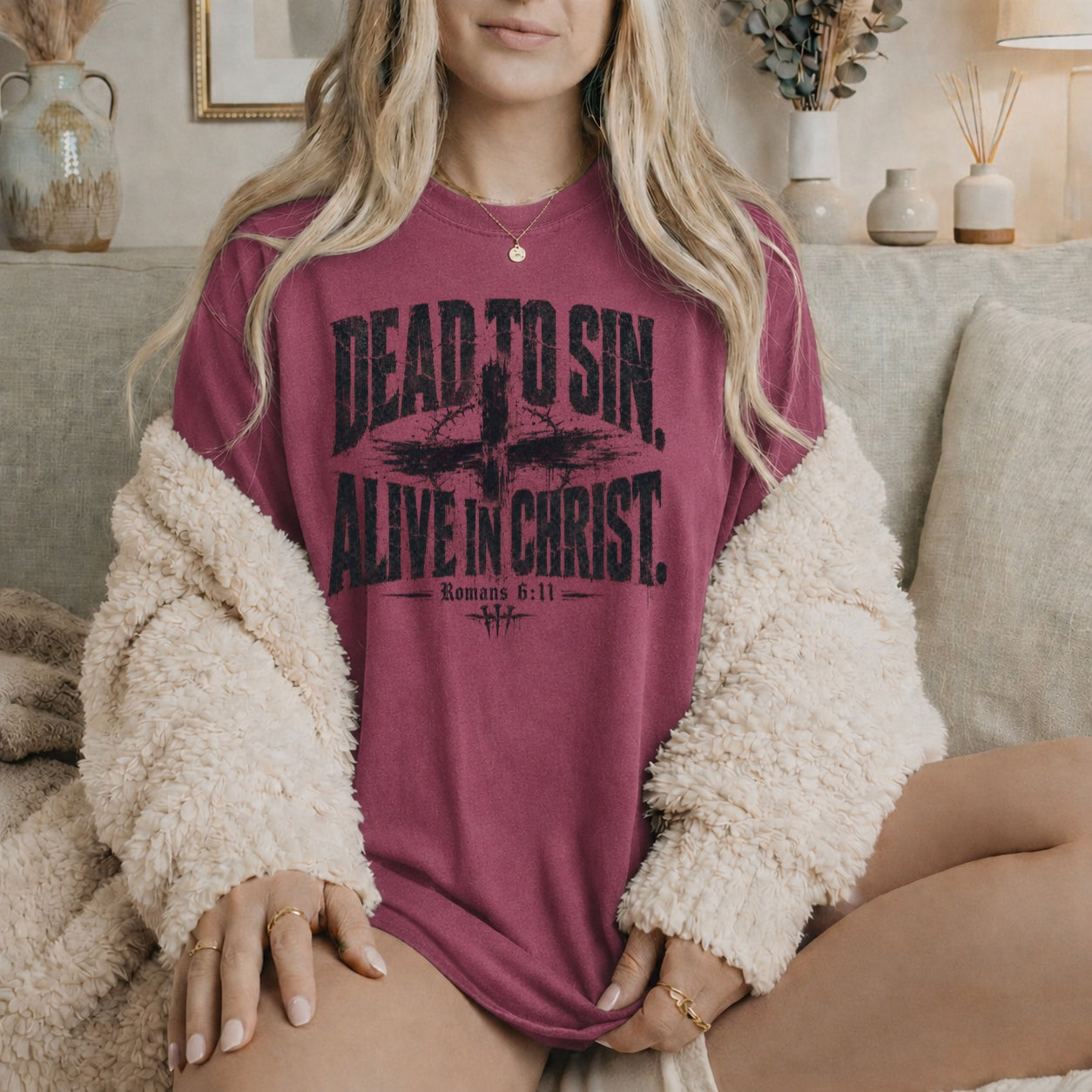 Dead to Sin Alive in Christ Shirt, Romans 6:11, Christian Grunge Tee, Cross Shirt, Faith Shirt Men, Comfort Colors Christian, Religious Gift