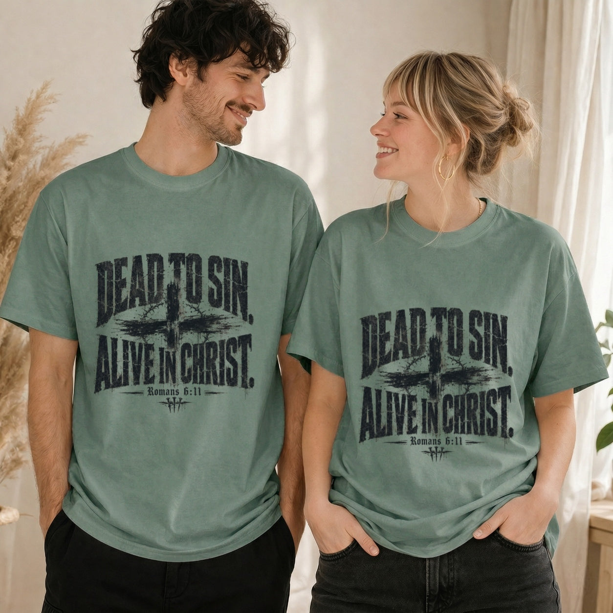 Dead to Sin Alive in Christ Shirt, Romans 6:11, Christian Grunge Tee, Cross Shirt, Faith Shirt Men, Comfort Colors Christian, Religious Gift