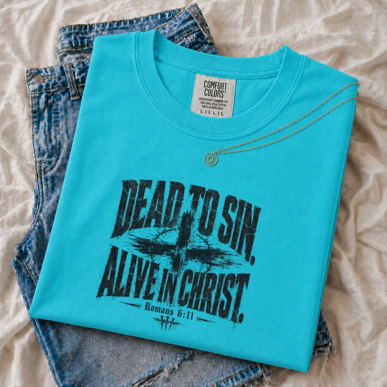 Dead to Sin Alive in Christ Shirt, Romans 6:11, Christian Grunge Tee, Cross Shirt, Faith Shirt Men, Comfort Colors Christian, Religious Gift