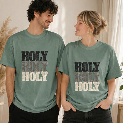 Holy Worship Tee, Isaiah 6:3 Scripture Shirt, Distressed Faith Apparel
