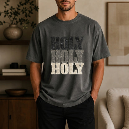 Holy Worship Tee, Isaiah 6:3 Scripture Shirt, Distressed Faith Apparel