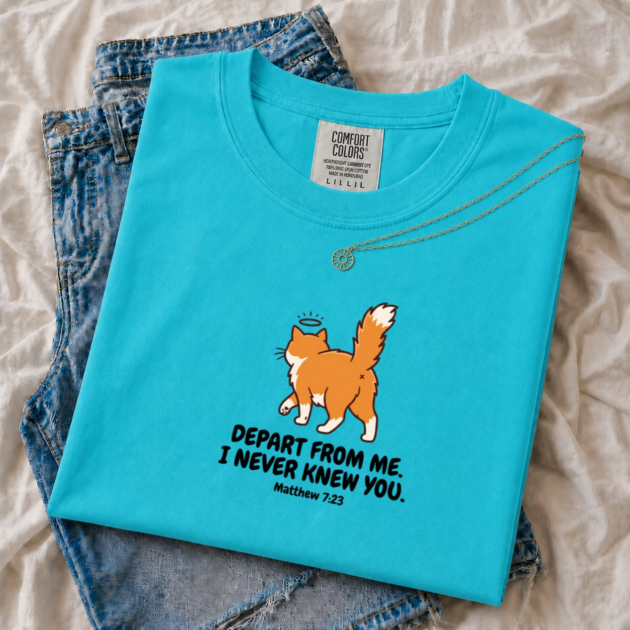 Cat Matthew 7:23 Shirt, Funny Christian Religious Humor Tee