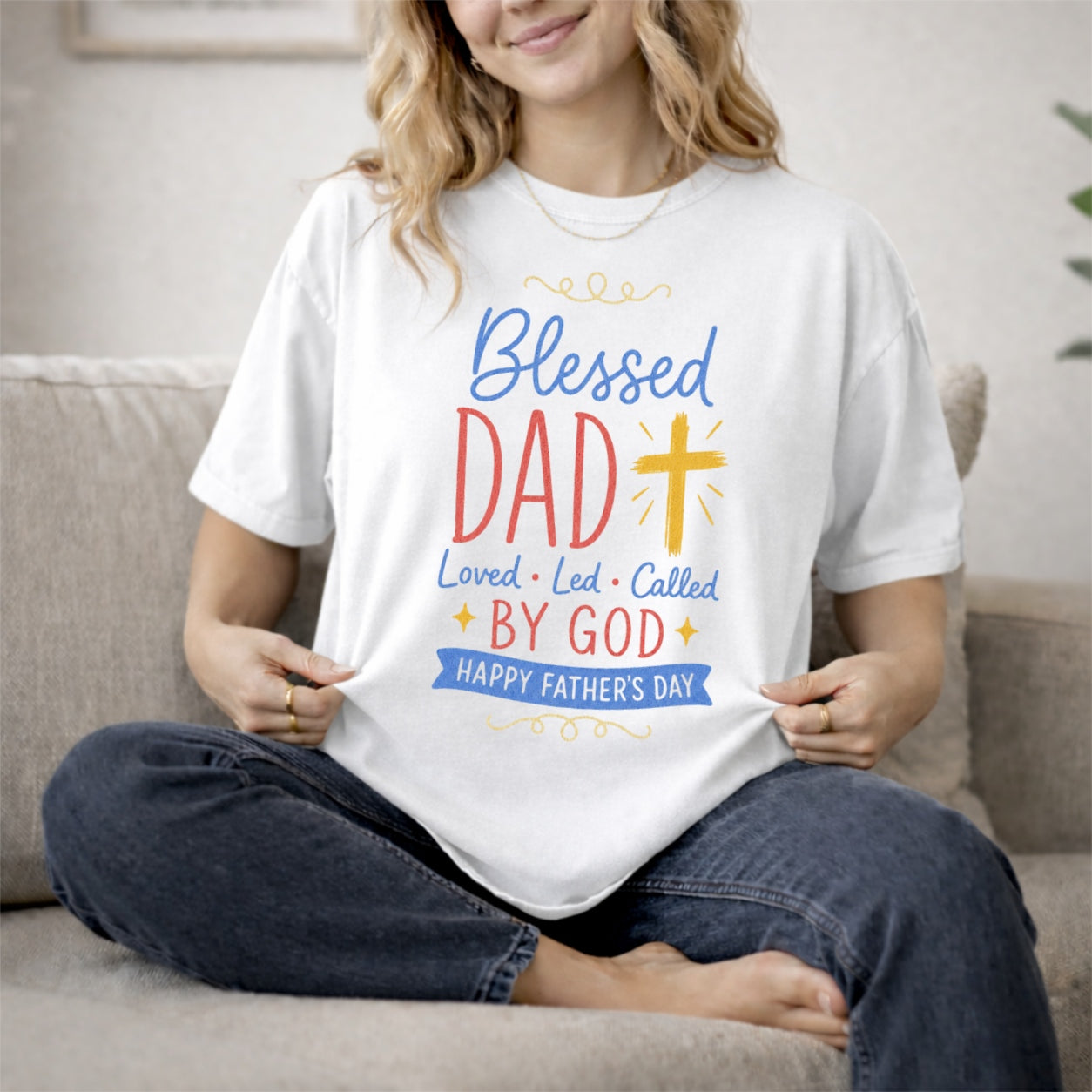 Blessed Dad Shirt, Christian Father's Day Gift, Loved Led Called By God Tee