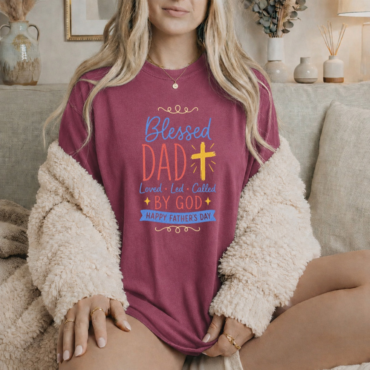 Blessed Dad Shirt, Christian Father's Day Gift, Loved Led Called By God Tee