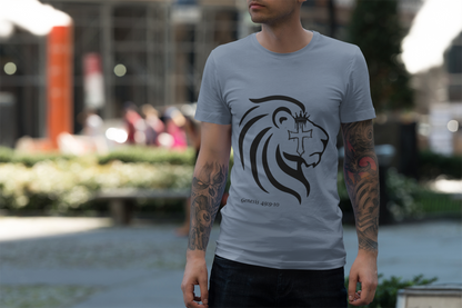 Crowned Lion with Cross T-Shirt, Lion of Judah Christian Graphic Tee, Faith Based Shirt, Religious Gift for Men Women