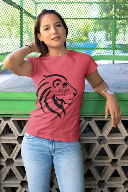 Crowned Lion with Cross T-Shirt, Lion of Judah Christian Graphic Tee, Faith Based Shirt, Religious Gift for Men Women