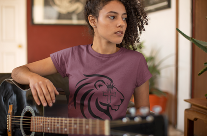 Crowned Lion with Cross T-Shirt, Lion of Judah Christian Graphic Tee, Faith Based Shirt, Religious Gift for Men Women