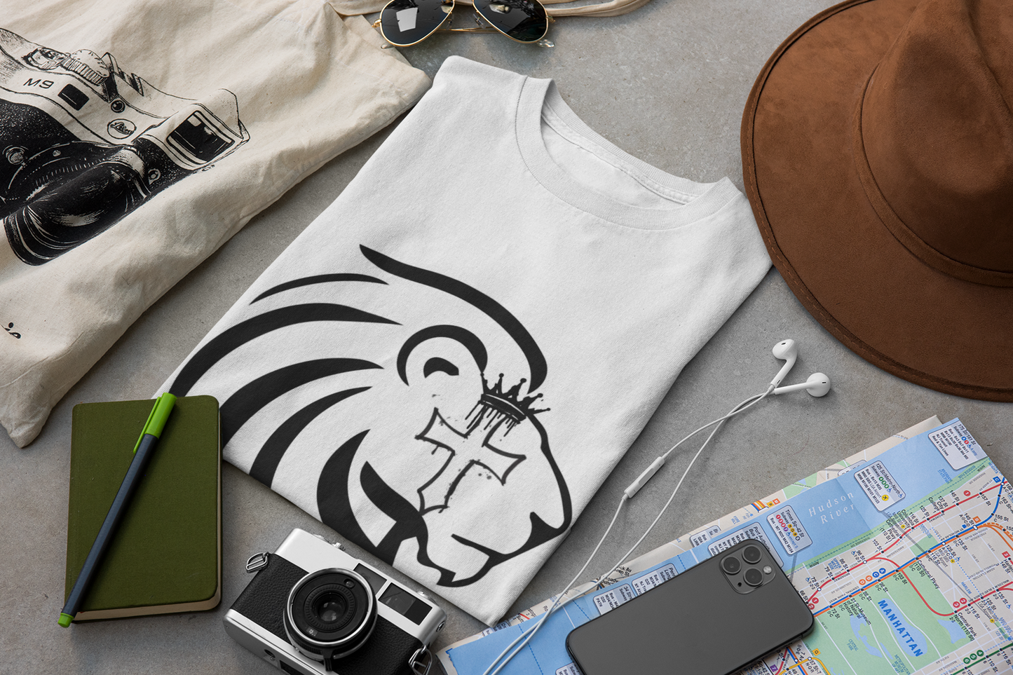 Crowned Lion with Cross T-Shirt, Lion of Judah Christian Graphic Tee, Faith Based Shirt, Religious Gift for Men Women