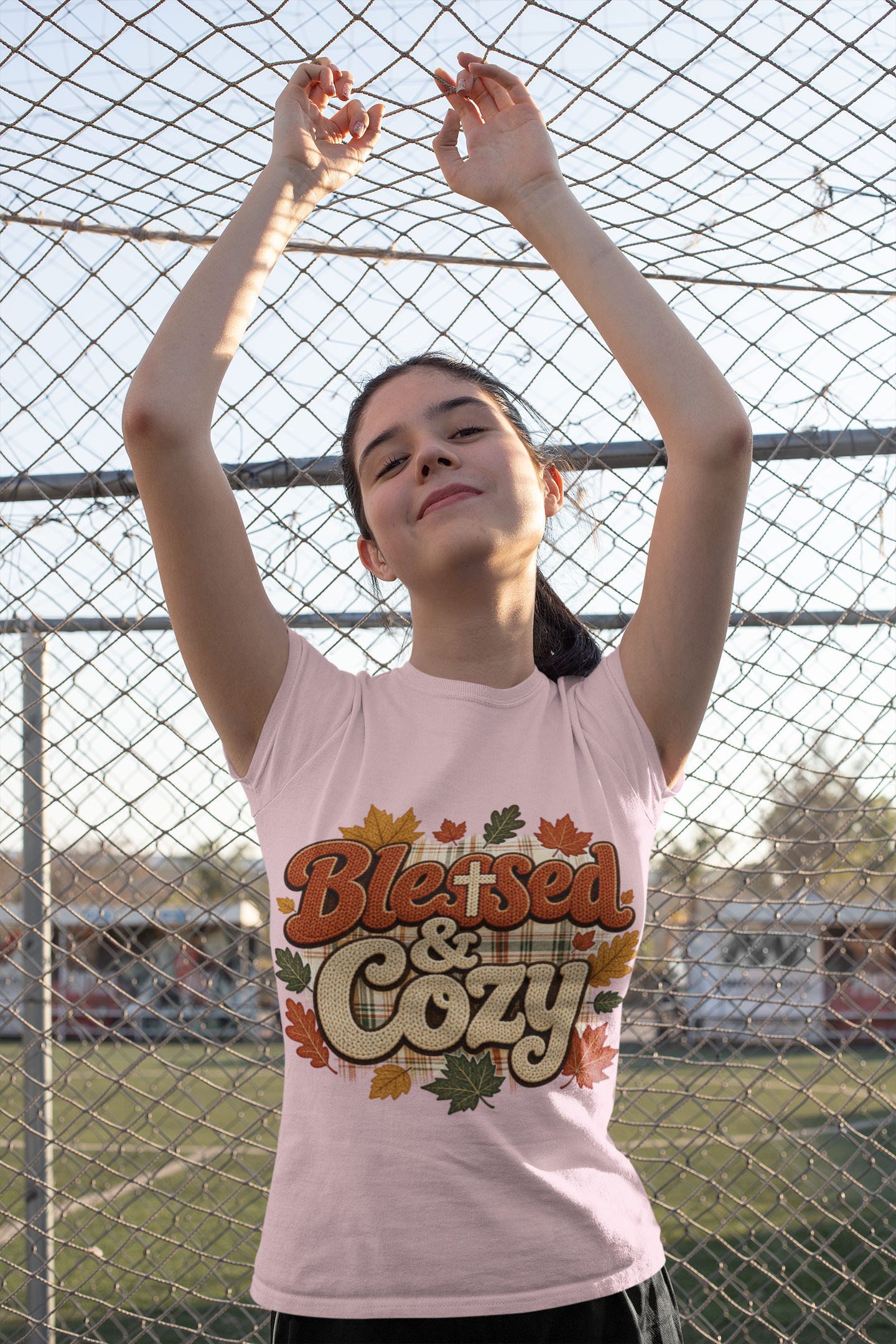 Blessed & Cozy Fall Shirt, Autumn Leaves Plaid Tee, Comfort Colors 1717 Garment Dyed T-Shirt, Thanksgiving Gift, Cozy Season Sweatshirt Tee