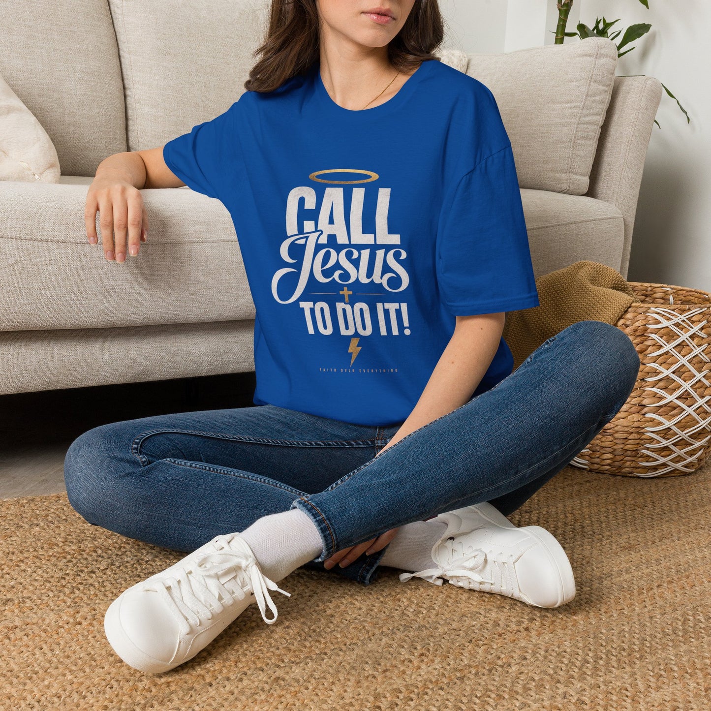 Christian Faith T-Shirt | "Call Jesus" Halo Vintage Graphic Tee | Unisex Gift