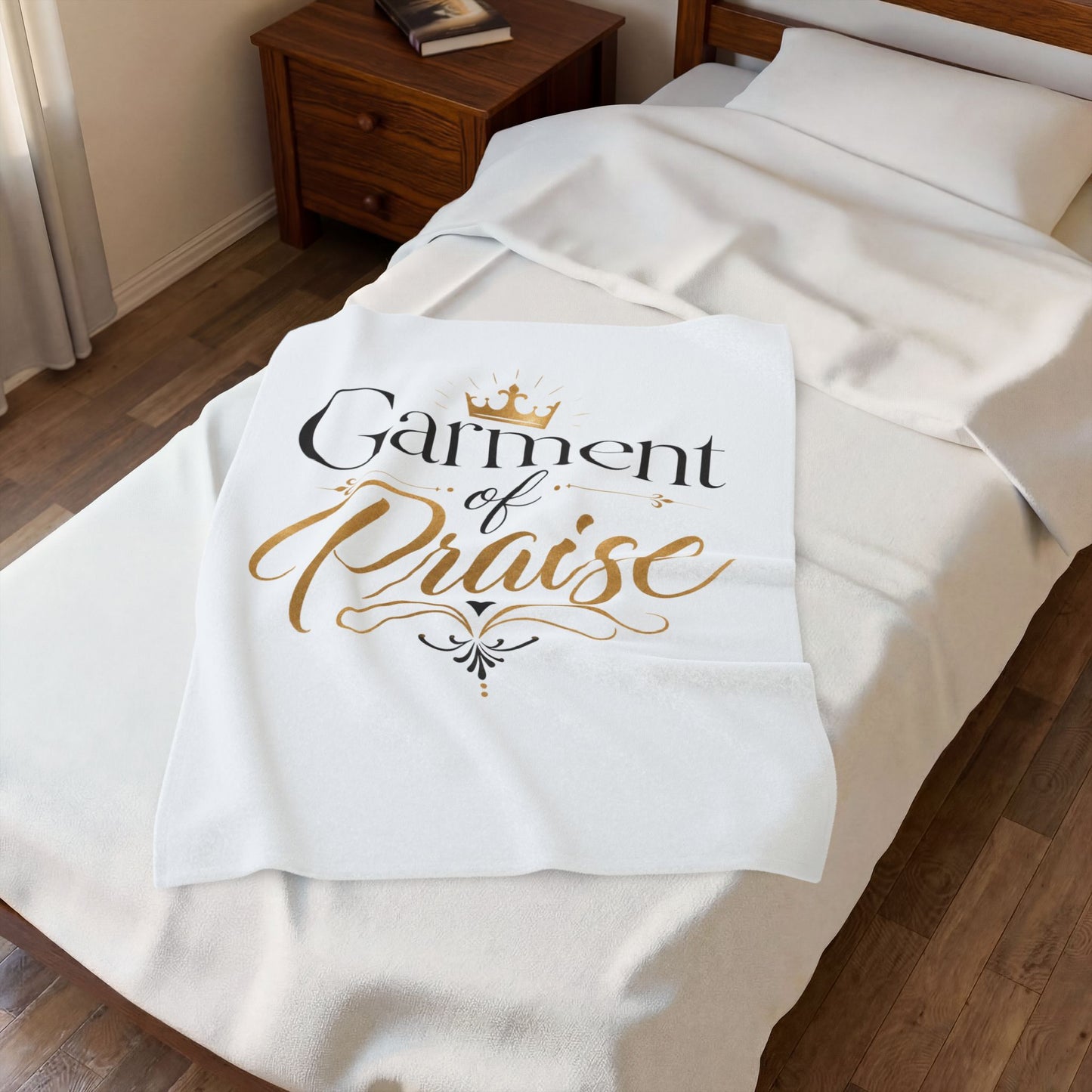 Garment of Praise Plush Blanket – Faith-Inspired Velveteen Throw | Christian Gift for Church, Prayer & Worship