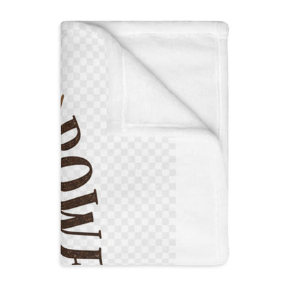 Prayer and Coffee Blanket – “Powered by Prayer and Coffee” Velveteen Throw