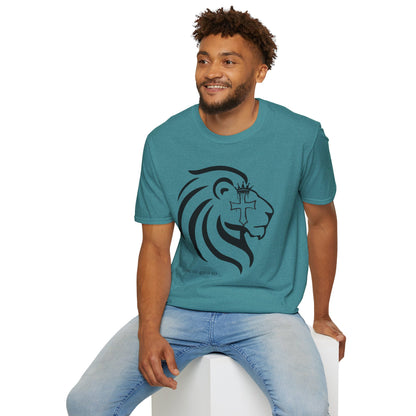 Crowned Lion with Cross T-Shirt, Lion of Judah Christian Graphic Tee, Faith Based Shirt, Religious Gift for Men Women