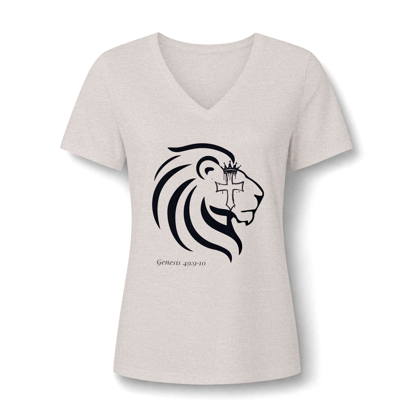 Lion of Judah Cross Shirt, Christian Faith Tee for Women, Religious V-Neck T-Shirt, Bold Lion Graphic Tee, Bible-Inspired Gift