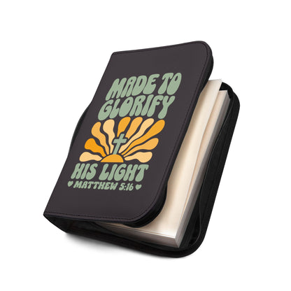 Bible Cover - "Made to Glorify His Light" Zippered Bible Case (Matthew 5:16) — Christian Gift for Women & Men